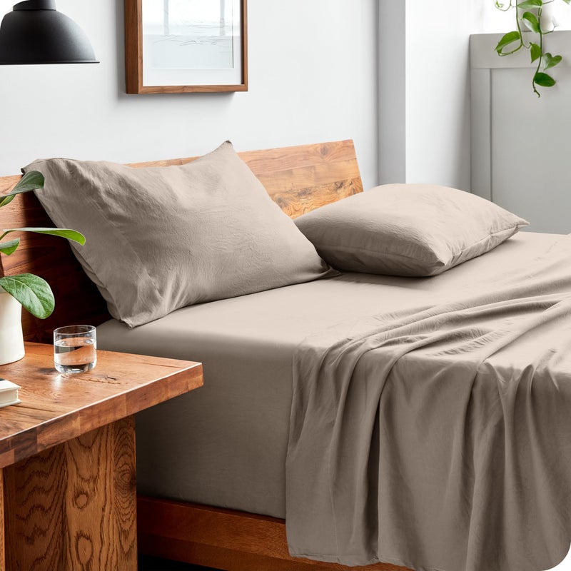 Bare Home King Sheet Set - Luxury 1800 Ultra-Soft Stonewashed Microfiber - Double Brushed - Deep Pockets - Easy Fit - Breathable Bedding - Sheet Sets & Pillowcases (King, Pebble Beach) - Image 1